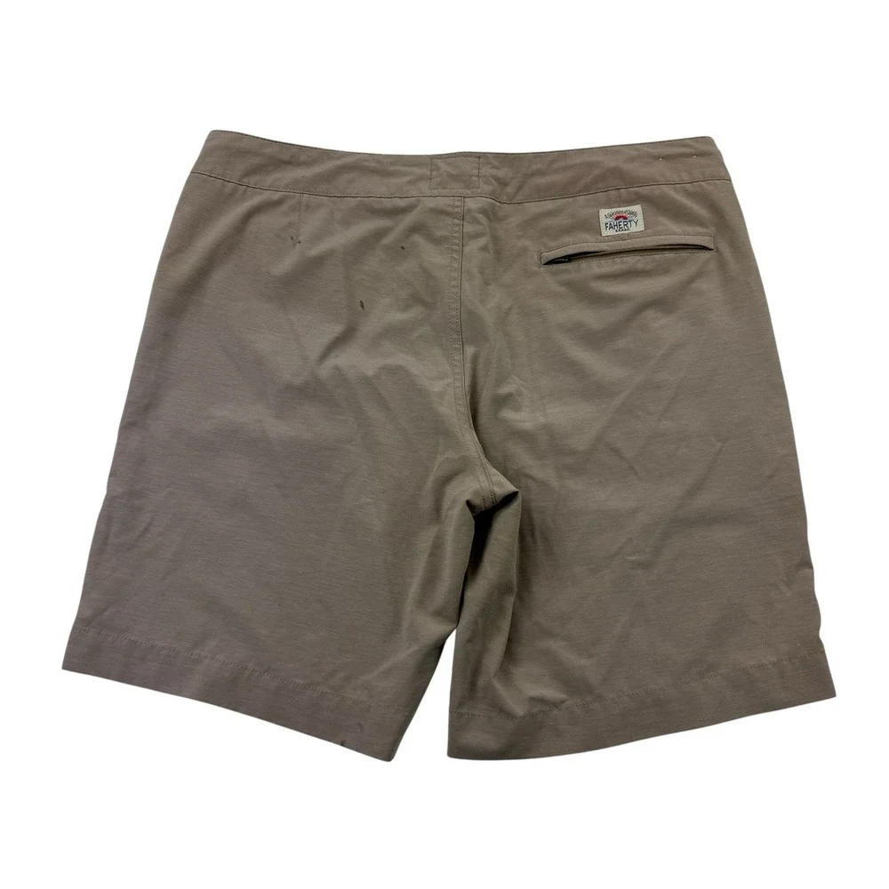 Faherty Tan 35x9 All Day Drawstring Shorts Polyester Cotton Elastane
